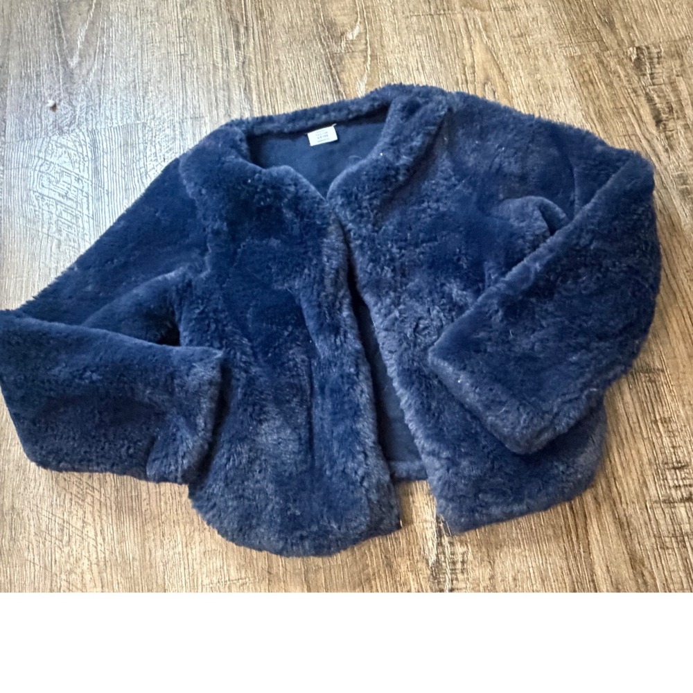 Polarn O. Pyret Girls Navy Blue Faux Fur Bolero Jacket Size 6-8 Years 122/128